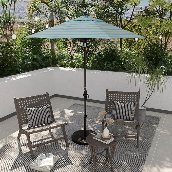 California Umbrella 7.5' Rd. Aluminum Patio Umbrella, Crank Lift, Collar Tilt, Bronze Pole