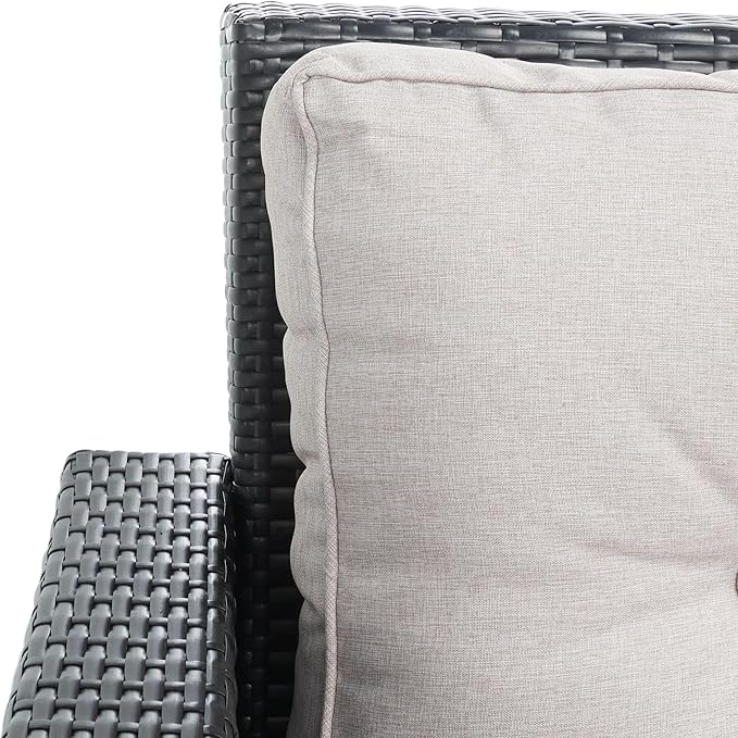 SAFAVIEH Outdoor Collection Lorma Black/Light Grey Wicker 4-Piece Conversation Patio Set