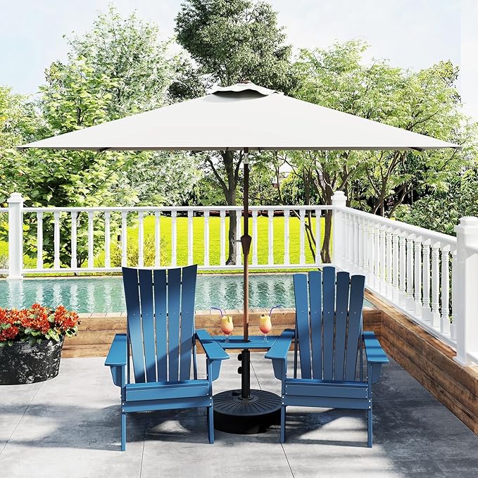 GREENVINES 6.5X10 FT Rectangular-Patio-Umbrella | Outdoor-Table-Umbrellas | 6 Sturdy Steel Ribs | Push Button Tilt & Crank | Waterproof | Market Umbrella | for Pool Backyard Garden Deck | Beige