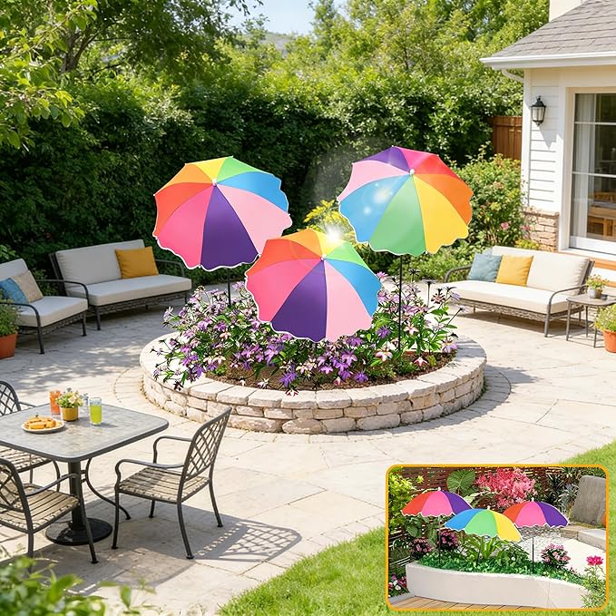 3Pack Upgraded Plant Umbrellas for Outdoor Plants, 23.6" Garden Plant Umbrella Shade with Adjustable Angle, 40.5" Higher Sun Shade for Plants, Potted Plant, Garden Beds（colorful） ﻿ ﻿