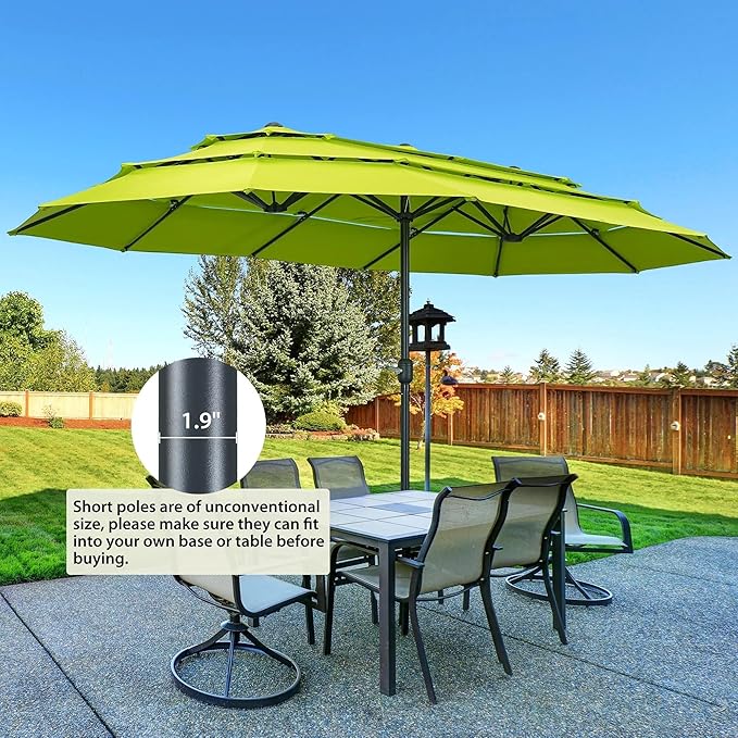 Ainfox 15ft Large Patio Umbrella, Outdoor Double-Sided Pool Umbrellas, 3 Tiers Large Rectangle Market Umbrella for Poolside