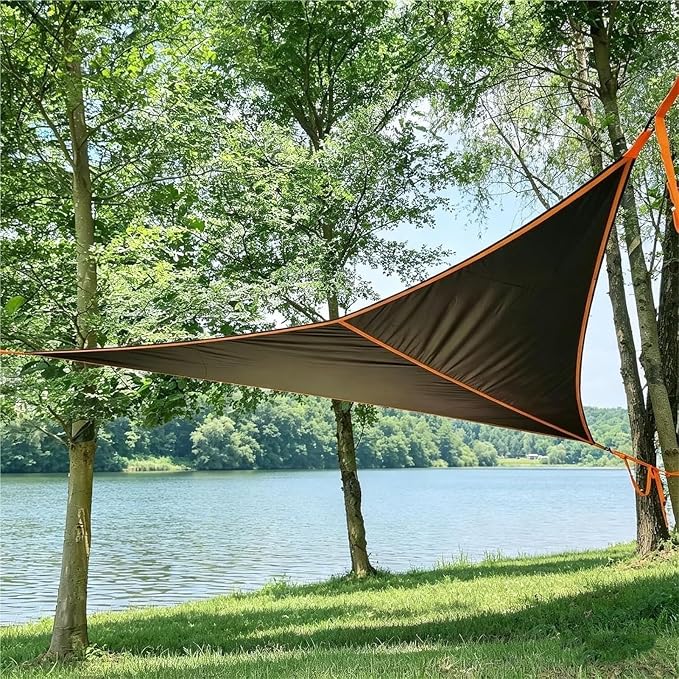 Camping Hammock， Portable 3 Point Tree Tent Hammock with Heavy Duty Tree Straps & Storage Pocket