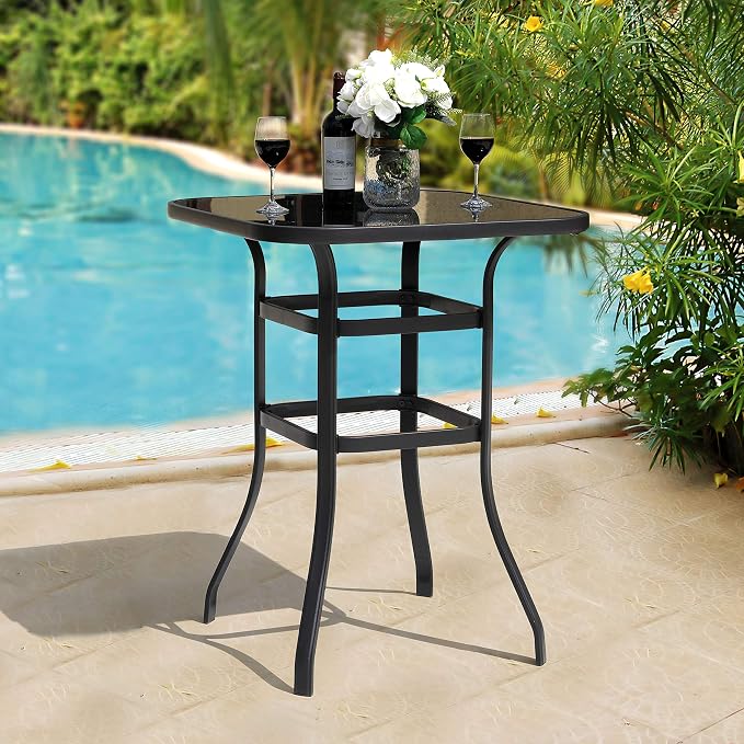 NUU GARDEN 3 Piece Patio Bar Set, Textilene Bar Stools Set,Brown