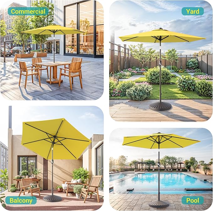 7.5ft Outdoor Umbrella Patio Umbrella with Solar Lights,18 LED Lighted Table Market Outdoor Umbrella, 2-Year-Non-Fading, for Pool, Deck, Garden,Backyard