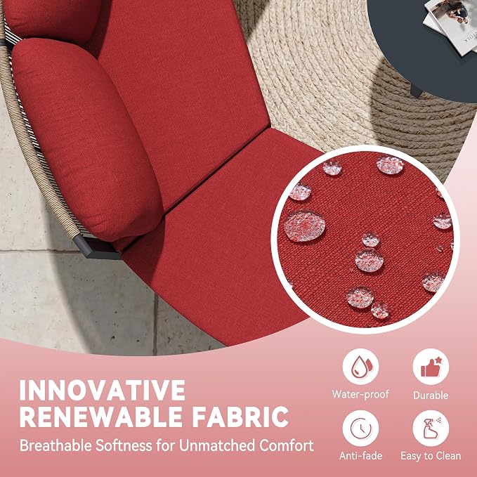 Crestlive Curved Patio Furniture Set, Modular Half Moon 4-Seater Sofa with Round Coffee Table, Aluminum Outdoor Sectional with 4.3" Cushions, All-Weather Couch for Backyard, Deck, Porch, Poolside