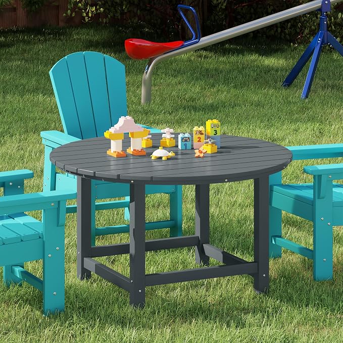 Costaelm Kids Dinner Table, Toddler Play Desk Student Desk Outdoor Childrens Picnic Tables for Children Arts & Crafts, Snack Time, Multi-Activity Table for Ages 2-8 in Home/Outside, Gray