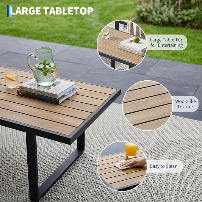 Litake 4 Piece Patio Furniture Sets, PE Rope Wicker Sofa with Metal Frame, Waterproof & UV-Resistant Couch with Table, All Weather Furniture for Garden, Balcony & Backyard