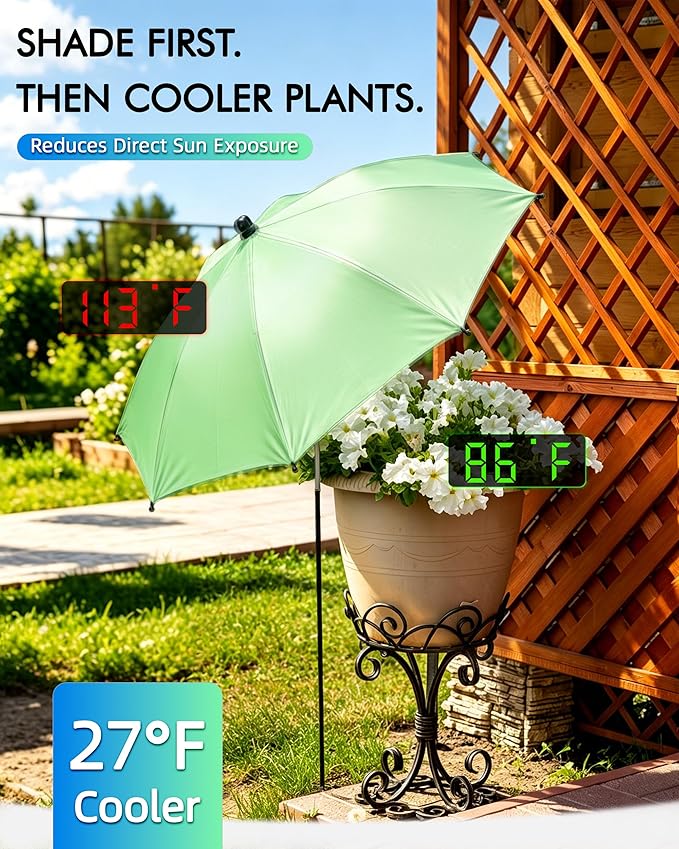 Plant Umbrellas for Outdoor Plants 26", Adjustable Angle Sun Shade Umbrella for Potted Flowers, Vegetable, Sun Protector for Peony, Hydrangeas Roses & Garden Beds, 4 Pack