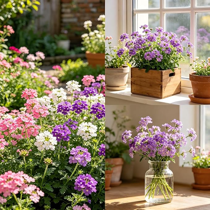 CarpetC 1500+ Mixed Verbena Seeds for Planting, Creeping Perennial, Drought Tolerant Ground Cover with Long Blooms, Non-GMO Heirloom for Outdoor, Garden Borders, and Home Containers