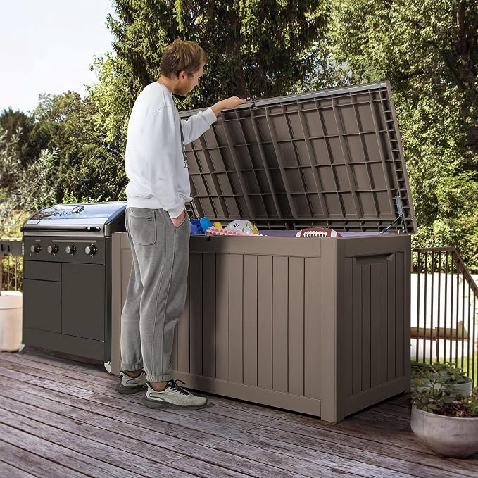 Devoko XXL 230 Gallon Resin Large Deck Box Waterproof Outdoor Storage Box Loackable for Patio Furniture Cushions and Garden Tools