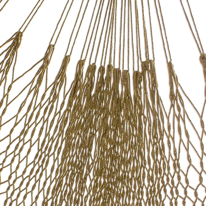 NOVICA Handcrafted Olive Cotton Rope Hammock - 146" L Hanging Hammocks for Indoor/Outdoor Camping and Relaxation, (Single) 'Uxmal Olive'