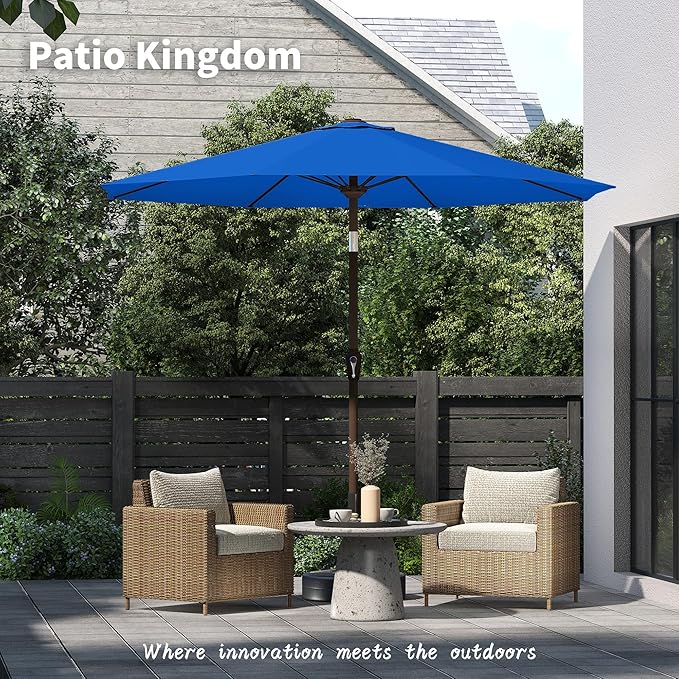 PatioKingdom 11FT Patio Umbrella,Outdoor Umbrella with Push Button Tilt and Crank,Market Table Umbrella with 8 Sturdy Fiberglass Ribs UV Protection