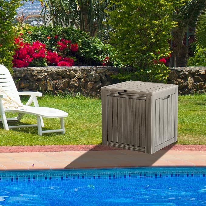 30 Gallon Resin Deck Box, Waterproof Outdoor Storage Box for Patio Furniture Accessories, Garden Tools, Indoor Storage for Cushion, Grey