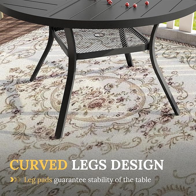VICLLAX Patio Dining Set for 4, 5 Pieces All Weather Outdoor Dining Set - 40.6" Square Outdoor Table and 4 Patio Swivel Chairs for Lawn Garden, Black Tabletop and Mixed Brown Fabric