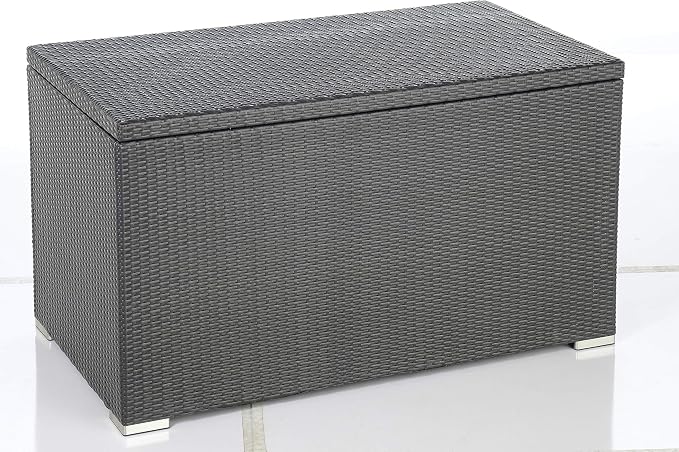 Alfresco Home 353-1815 Sicuro Medium Wicker Cushion Storage w/Hydraulic lid Deck Box, Black