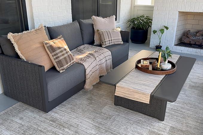 PURPLE LEAF 11 Pieces Patio Conversation Sets with Aluminum Table All Weather Outdoor Sectional Set with Cushion Patio Conversation Set for Garden Poolside Backyard Gray