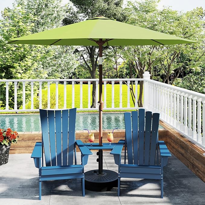 GREENVINES 9-FT-Patio-Umbrella | 8 Sturdy Fiberglass Ribs | Outdoor-Table-Umbrellas | Push Button Tilt & Crank | Waterproof | Market Umbrella | for Deck Backyard Pool Garden | Apple Green