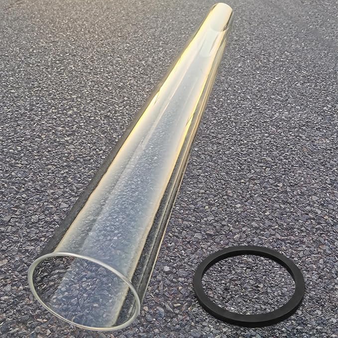 Patio Heater Glass Tube Replacement, 49.5" Tall 4" Diameter, Glass Tube Patio Heater with Ring, Fits 4-Sided Patio Heaters, Compatible with Hiland, Fire Sense, and more