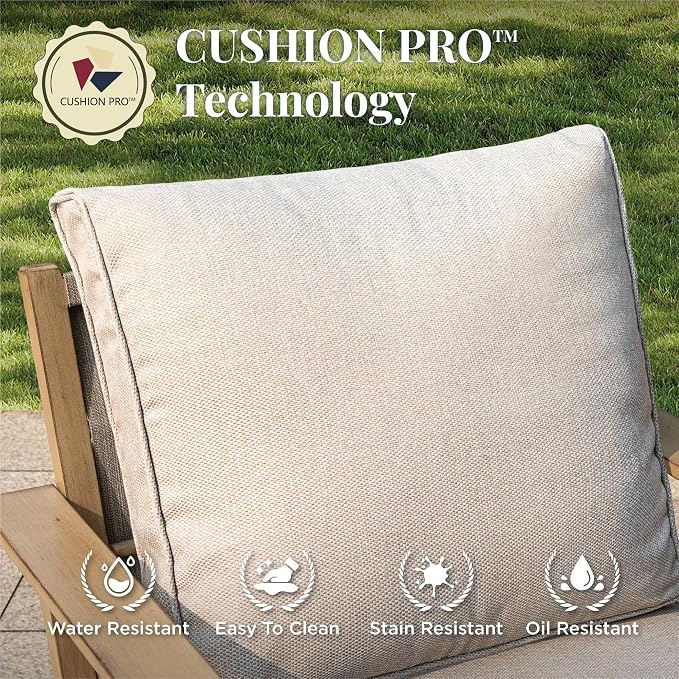 MIXPATIO 5-Piece Patio Outdoor Conversation Furniture Set with 2 Swivel Chairs, Steel Modern Outdoor Patio Conversation Sets with Waterproof Thick Cushions for Porch, Balcony, Backyard-Beige