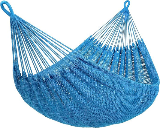 SUNCREAT Hammocks Rope Hammock, Outdoor Hanging Tree Hammock, Blue