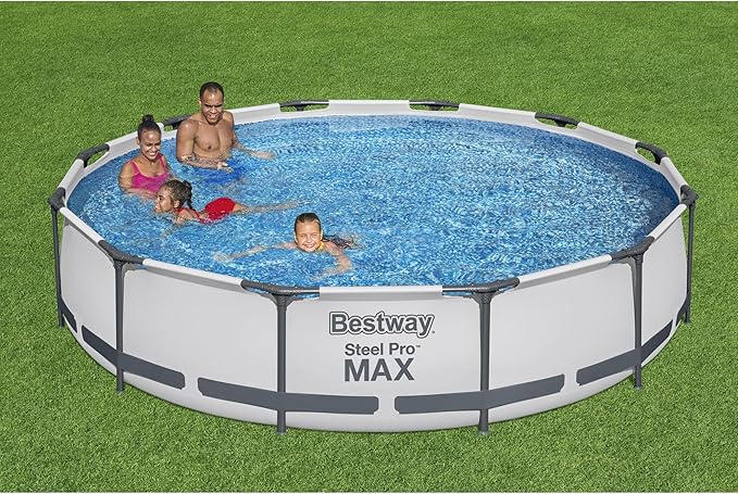 Bestway Steel Pro MAX Above Ground Swimming Pool (12' x 30") | Round Outdoor Backyard Family Pool with Tritech® Puncture-Resistant Liner | Easy Setup | Includes Filter Pump for Clean, Clear Water