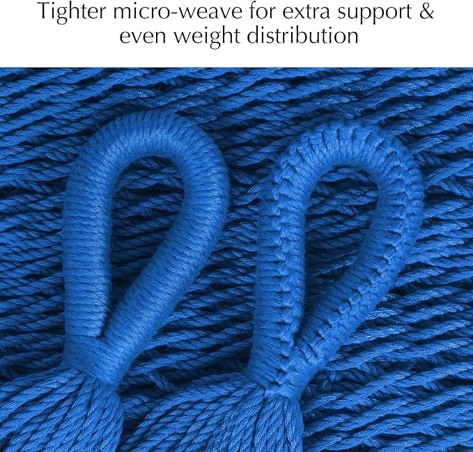 PNAEUT Handwoven Mayan Hammock, Thick Soft Rope Double Hammock for Outdoor Outside & Indoor, 600 lbs Capacity Heavy-Duty, Includes Tree Straps, Carabiners & Carrying Bag (Navy Caribe, X-Large)