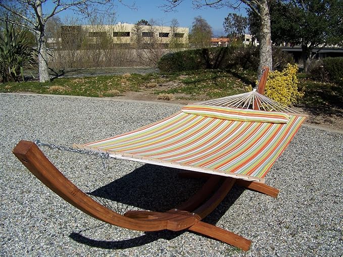 Premium Quilted Spring Color, Double Padded Hammock Bed w/Pillow. 2 Person Bed. 425 LB Capacity. Stand NOT Included