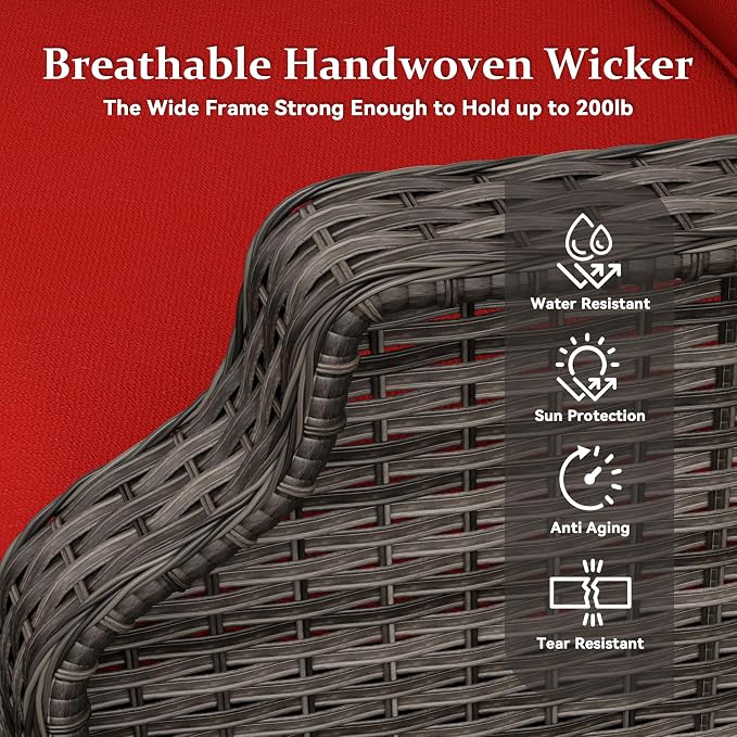 Patio Wicker Chairs Set of 2, Outdoor PE Conversation Bistro Chair Set with Cushions for Garden, Backyard, Balcony and Deck
