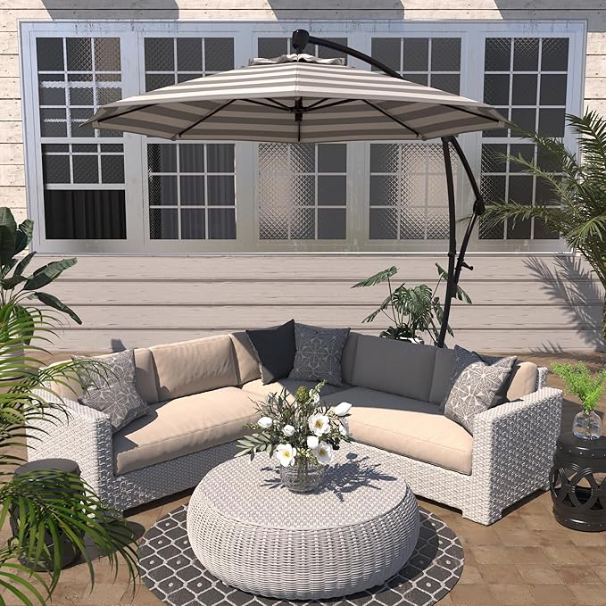 California Umbrella 9-Foot Offset Cantilever Patio Umbrella Infinite Tilt