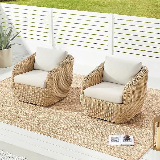 CHITA 4 Pieces Patio Wicker Furniture Set, Outdoor Rattan Bistro Set with Removable Thickened Cushions, Fully Assembled