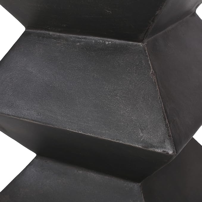 Outdoor Side Table Square Side Table Patio Concrete End Table Faux Stone Small Coffee Tables, Garden Stool Plant Stand Tables for Porch, Backyard Patio,Black
