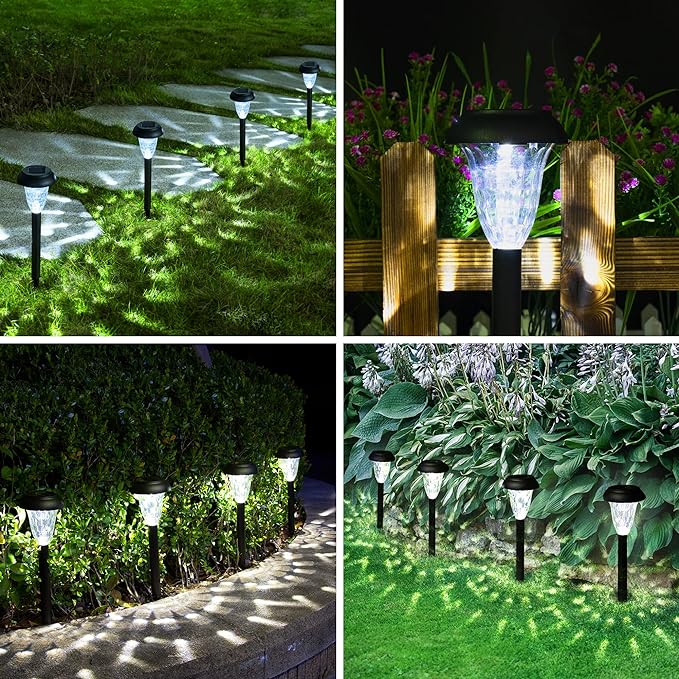 GIGALUMI 16 Pack Solar Light Outdoor Waterproof, Cool White Pathway Lights Solar Powered, Landscape Lighting, Garden Lights for Decor, Patio, Garden, Yard, Pathways, Walkway | Solar Powered Landscape Lighting, Solar Garden Light for Decor, Patio, Garde...