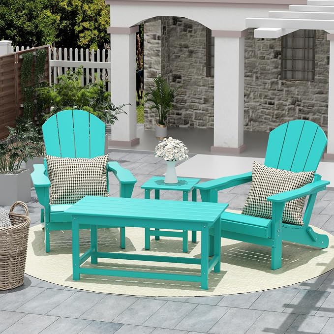 HDPE Laguna Outdoor Poly Adirondack Coffee Table, Turquoise