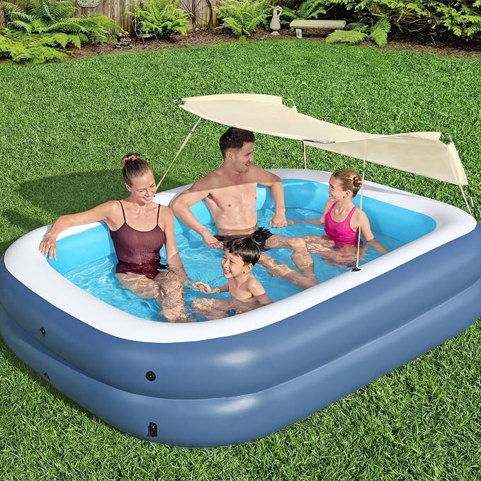 H2OGO! 2 Pack 8 Foot 4 Inch x 70 Inch Summer Bliss Shaded Inflatable Family Pool for Kids Ages 6 Above
