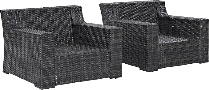 Crosley Furniture Beaufort Beaufort 2-Piece Outdoor Chair Set, Wicker Patio Chairs for Conversation, Porch, Deck, Brown with Mist Cushions