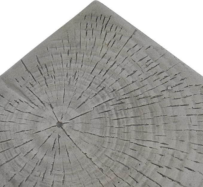 Lightweight Concrete Outdoor Side Table,Hourglass Shape End Table,Wood-Like Texture Modern Small Geometric Accent Tables for Patio Garden Balcony Porch, 12.25" H Light Gray