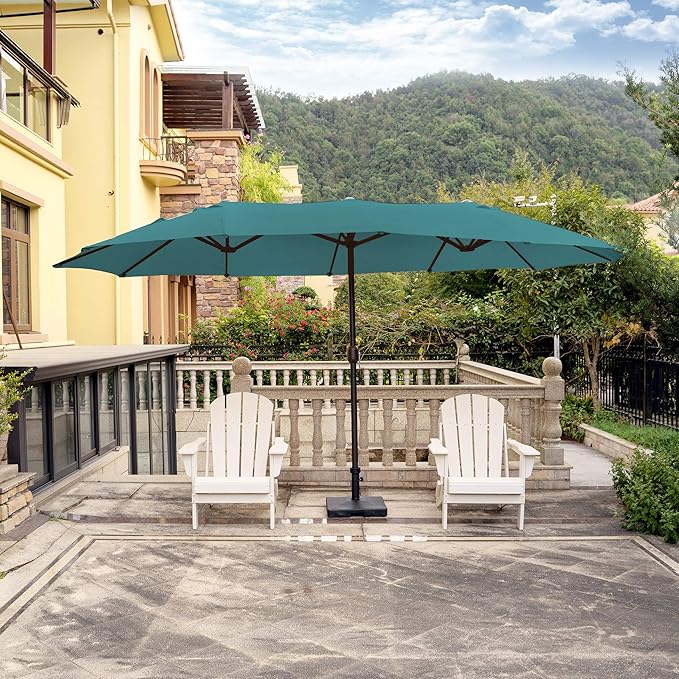 WO Home Furniture Patio Umbrella Twin Double (Extra Long) Outdoor Extra Long Umbrella 15' ft x 9' ft