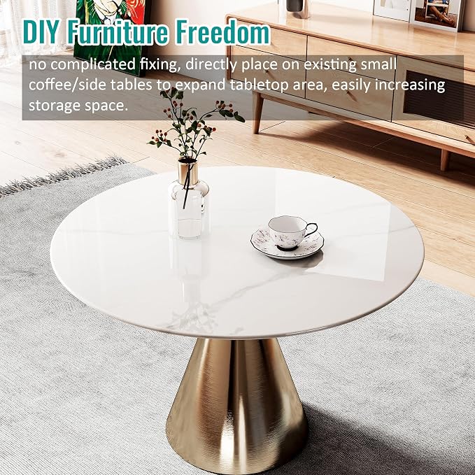 30" Round Tempered Glass Table Top, Marble Glass Surface Protector Heat & Scratch Resistant Multipurpose for Dining, Coffee, Restaurant, Office and End Table (White Marble Pattern, 30 Inch)