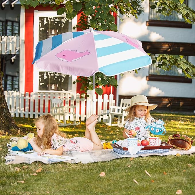 AMMSUN 47 Inch Seaside Beach Umbrella for Sand Box Water Table - Kids shade Umbrella for children Beach Camping Garden Outdoor Play Shade umbrella for picnic table