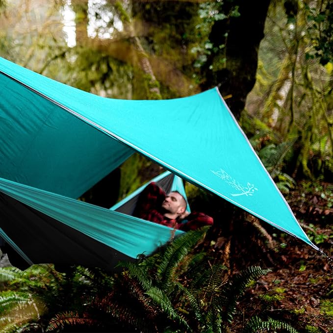 Wise Owl Outfitters Hammock & Rain Fly Bundle – Double Camping Hammock with Tree Straps and Waterproof Tarp, Lightweight Shelter for Hiking & Travel