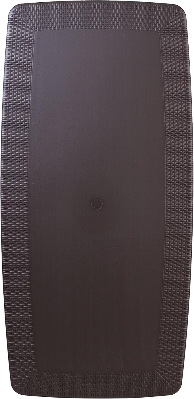 Flash Furniture Elon 5.62-Foot Brown Rattan Indoor-Outdoor Plastic Folding Table with Umbrella Hole