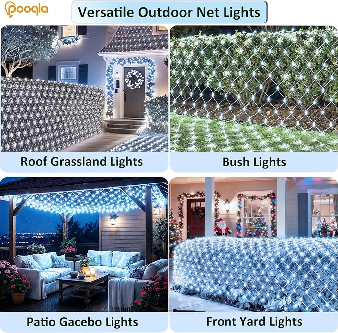 Cool White Net Lights, 28x 5ft Christmas Lights Outdoor Clear Wire | 510 LED Large Net Mesh Lights Plug in, 8 Modes Waterproof Connectable Bushes Lights for Christmas Hedge Yard Decor