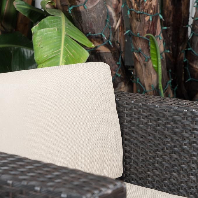 Christopher Knight Home Puerta Wicker Chat Set (4 Piece), Beige/Dark Brown