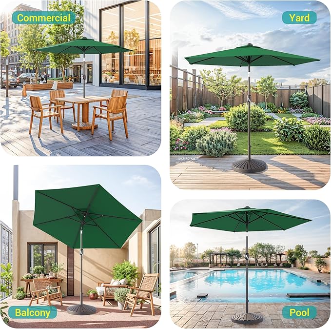 7.5ft Outdoor Umbrella Patio Umbrella with Solar Lights,18 LED Lighted Table Market Outdoor Umbrella, 2-Year-Non-Fading, for Pool, Deck, Garden,Backyard