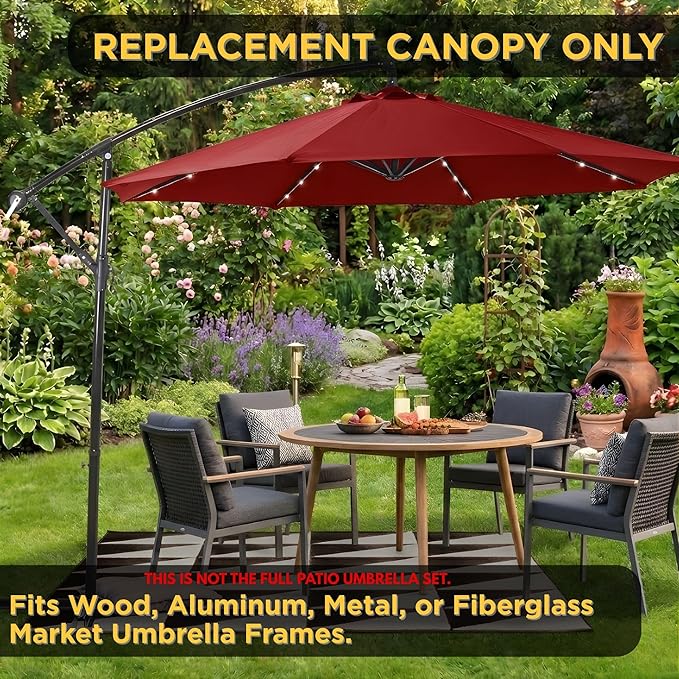10ft Patio Umbrella Replacement Canopy for 8 Ribs, Outdoor Umbrella Canopy ONLY, Market Umbrella Top, Water-Resistant & UV-Protective