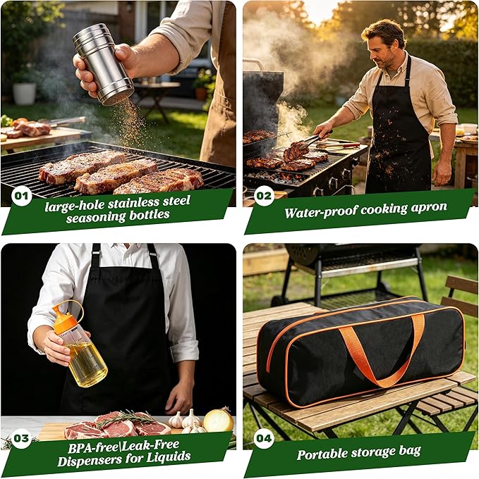 120 Pcs Griddle Accessories Kit, Perfect Hibachi Flat Top Grill Tools for Blackstone and Camp Chef, Enlarged Beefed-up Grill Spatula Gift Set with Basting Cover, Burger Press for Outdoor BBQ.