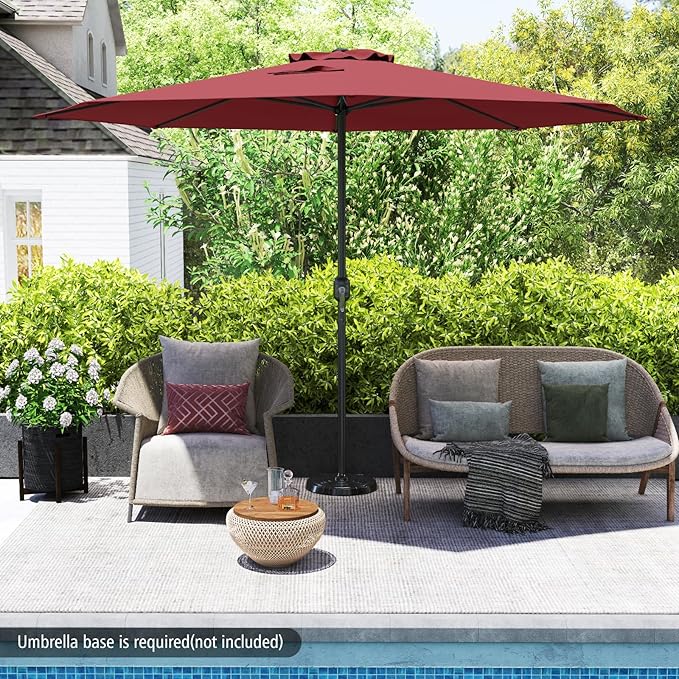 HAPPYGRILL 12 FT Patio Umbrella with Crank Handle, Outdoor Market Umbrella with 8 Sturdy Ribs, Vented Large Table Umbrella, Sun-Protective Canopy for Garden Backyard Deck Pool