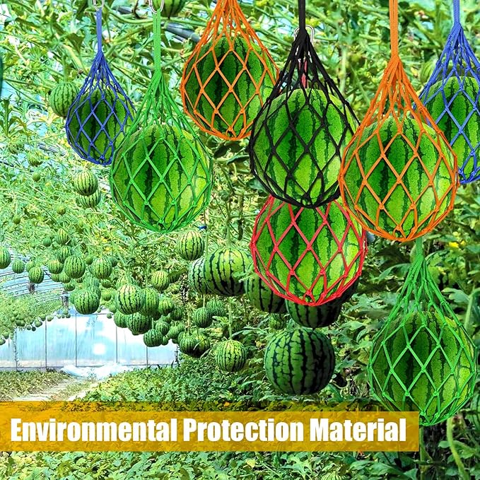12 Pack Melon Hammocks Cradles, Melon Hammock Mesh Bags for Trellis, Heavy Duty Watermelon Nets with Hooks, Breathable, Durable & Easy - Install Fruit Support Net