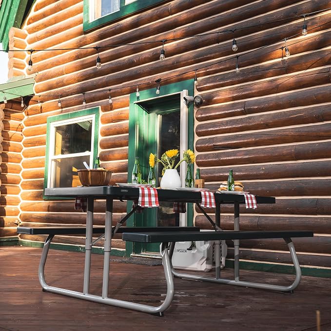 Lifetime 22123 Folding Picnic Table, 6 Feet, Hunter Green