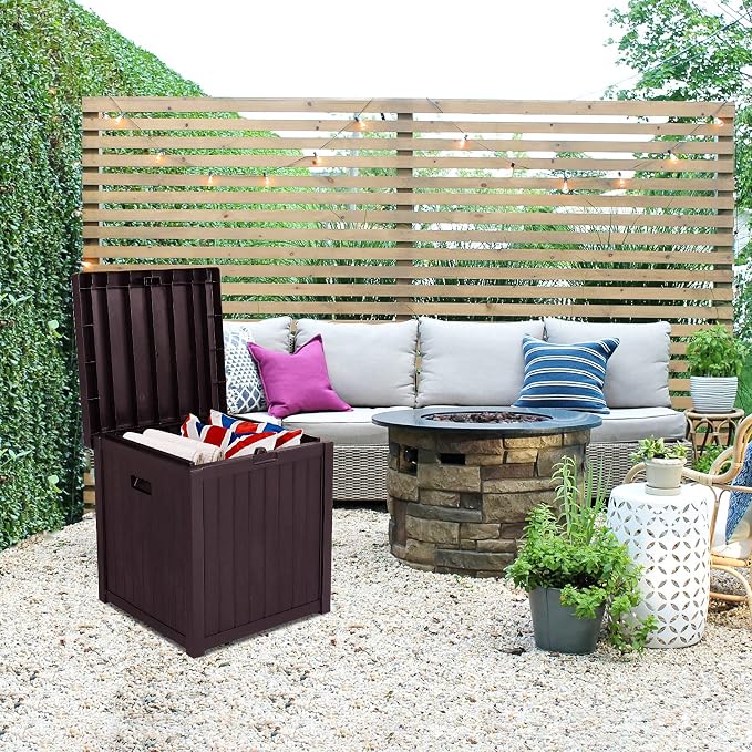 51gal 195L Outdoor Garden Plastic Storage Deck Box Chest Tools Cushions Toys Seat Waterproof